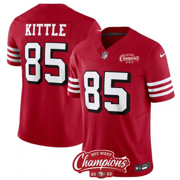 Men & Women & Youth San Francisco 49ers #85 George Kittle Red 2023 F.U.S.E. NFC West Champions Patch Alternate Stitched Jersey